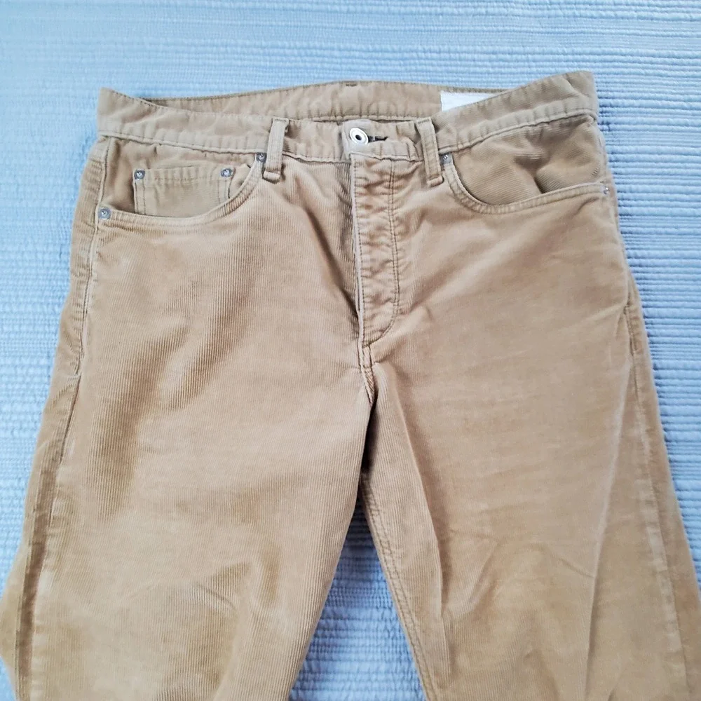 Rag & Bone Corduroy Pants Mens 33 British Khaki Camel Neutral Tone Downtown Prep